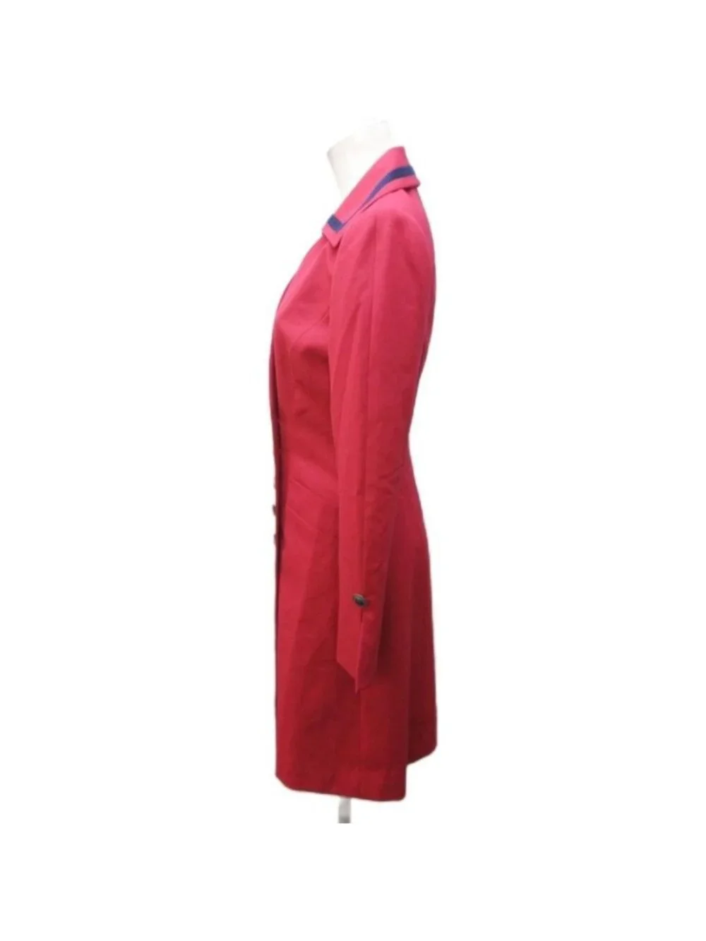 Dior Mademoiselle Vintage Long Coat Jacket Wool Visual Button S Red